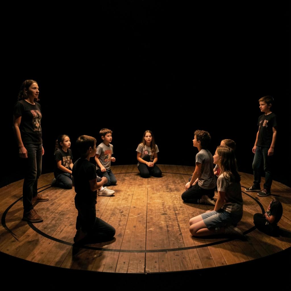 Laboratorio di teatro per bambini sul palco